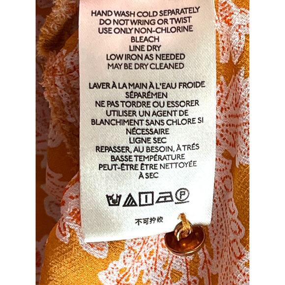 Anthropologie Orange Pink Floral Tiered Ruffle Tunic Dress Small Boho Viscose - Picture 8 of 10